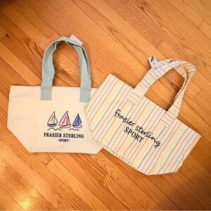 Frasier Sterling Sport Canvas Tote Bundle Set of 2 Preppy Coastal Beach Bags NWT
